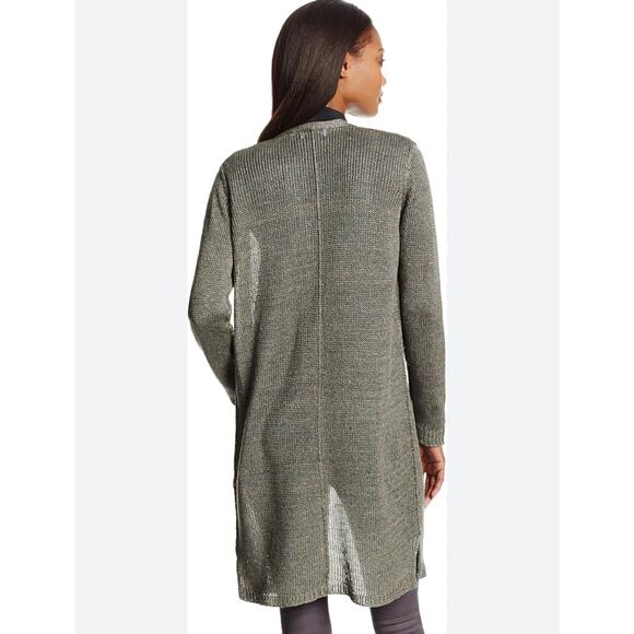 525 America 100% Linen Open Long Cardigan Duster Quiet Luxury Boho chic Preppy - Picture 2 of 12
